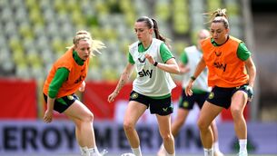 <p>Abbie Larkin will start in attack for Ireland in place of Kyra Carusa. Pic: Stephen McCarthy/Sportsfile</p>