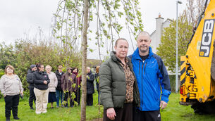 <p>Grace Lynch's parents Siobhan and Martin Lynch during the tree-planting ceremony in Finglas, Dublin. Picture: Gareth Chaney</p> <p>Grace Lynch's parents Siobhan and Martin Lynch during the tree-planting ceremony in Finglas, Dublin. Picture: Gareth Chaney</p>