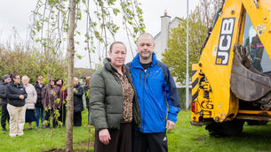 <p>Grace Lynch's parents Siobhan and Martin Lynch during the tree-planting ceremony in Finglas, Dublin. Picture: Gareth Chaney</p> <p>Grace Lynch's parents Siobhan and Martin Lynch during the tree-planting ceremony in Finglas, Dublin. Picture: Gareth Chaney</p>