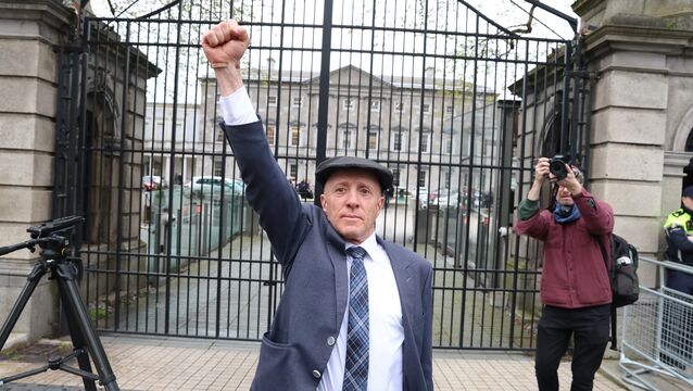 <p>Minister of State at the Department of Agriculture, Food and the Marine Michael Healy-Rae TD at Leinster House yesterday.</p>