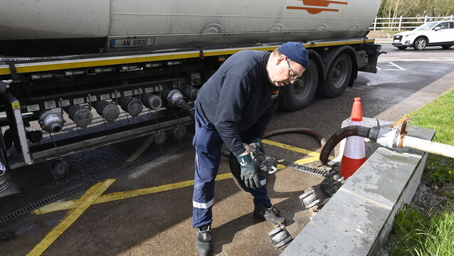 <p>Adam Mudy, making a fuel delivery to the Applegreen Service station on the North Ring rd in Ballyvolane. He had travelled from Dublin to make deliveries in Cork. Picture: Noel Sweeney</p>
