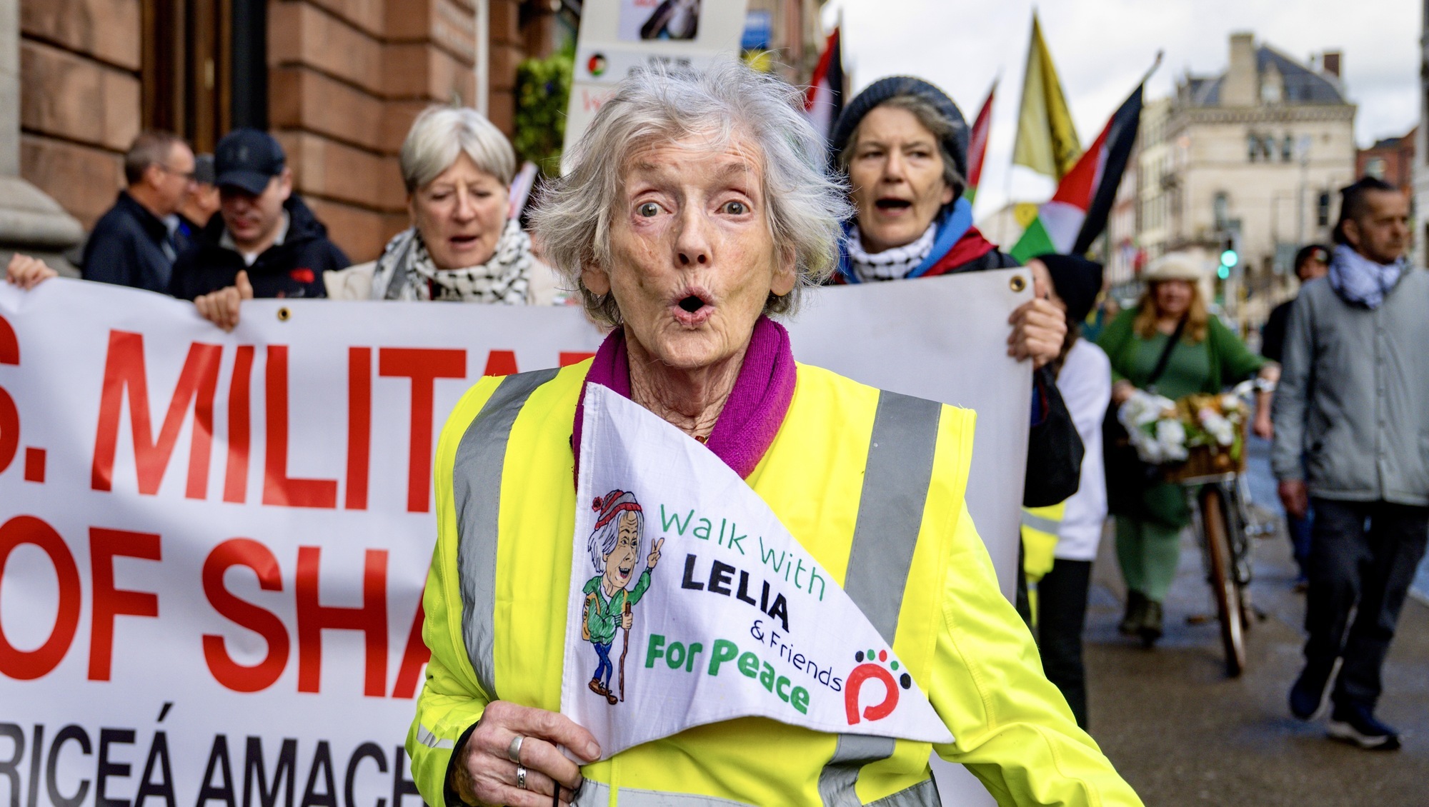 Lelia Doolan, 91, completes 220km protest walk against US military's use of Shannon Airport