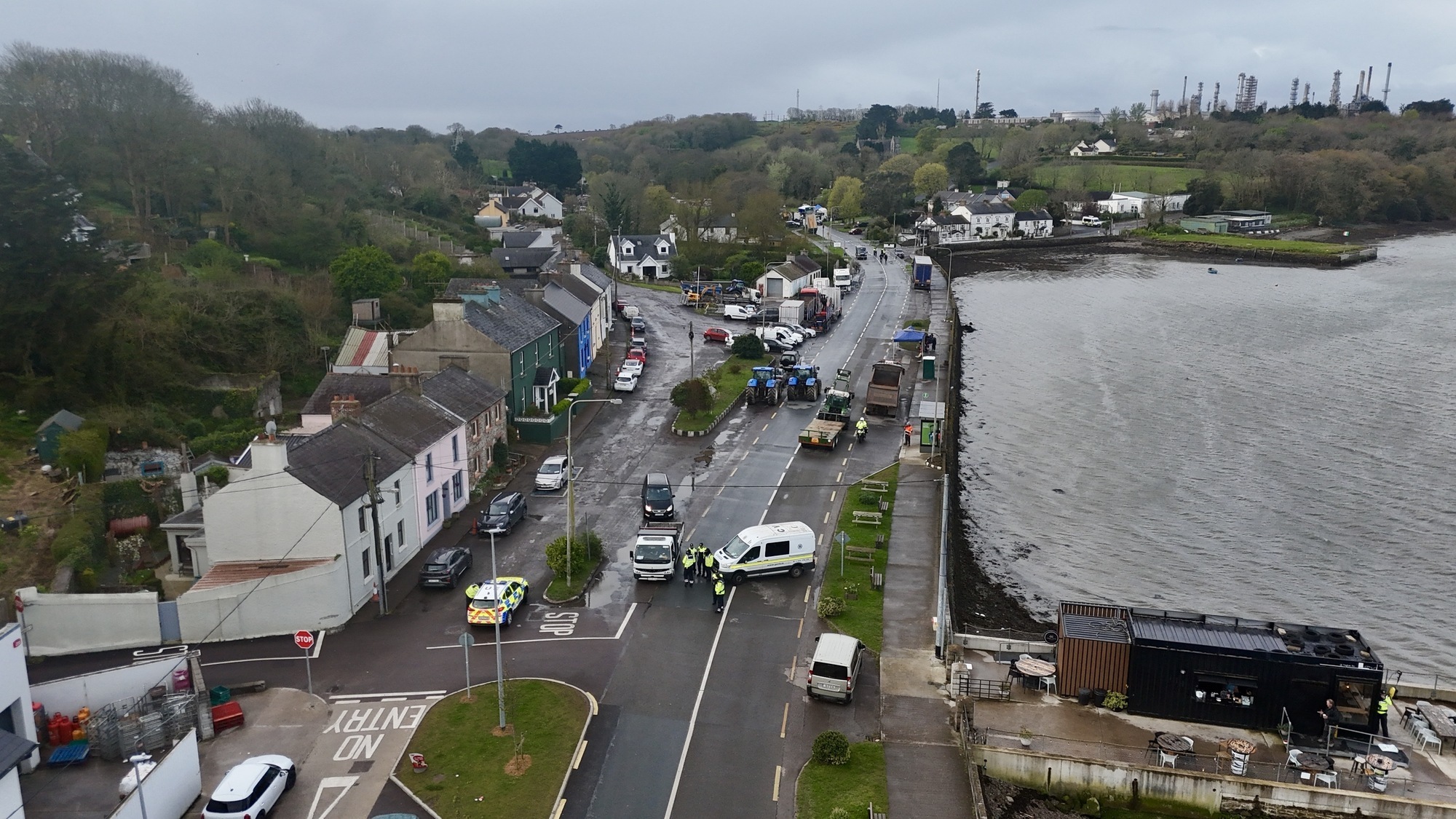  Tractors blocking the main road of the village at Whitegate on Saturday. File picture: Larry Cummins