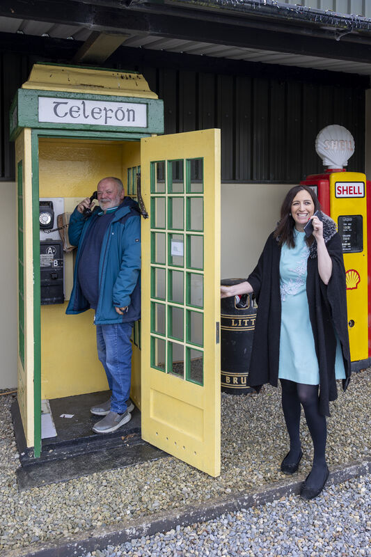 Denis O'Connor at his museum Old Irish Ways in Bruff, Co Limerick, with 'Irish Examiner' reporter Sarah Horgan. Picture: Kieran Ryan-Benson Denis O'Connor at his museum Old Irish Ways in Bruff, Co Limerick, with 'Irish Examiner' reporter Sarah Horgan. Picture: Kieran Ryan-Benson