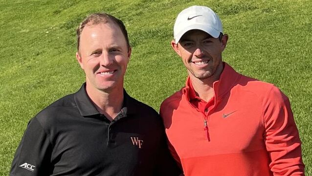 <p>OLD FRIENDS: Aaron O'Callaghan and Rory McIlroy.</p>