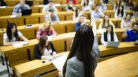 Students sitting in amphitheater