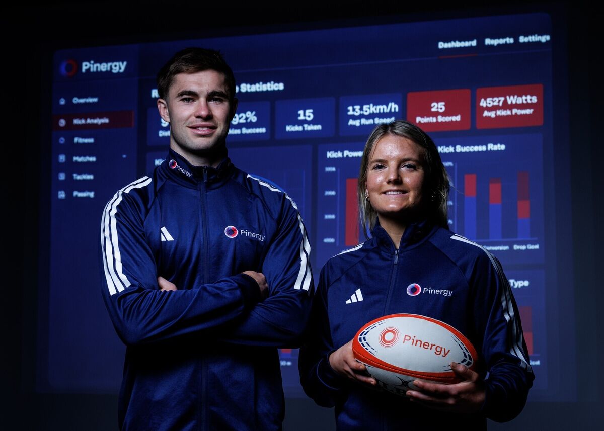 Munster Rugby players and Pinergy Brand Ambassadors Jack Crowley and Kate Flannery. Pic: ©INPHO/Ben Brady