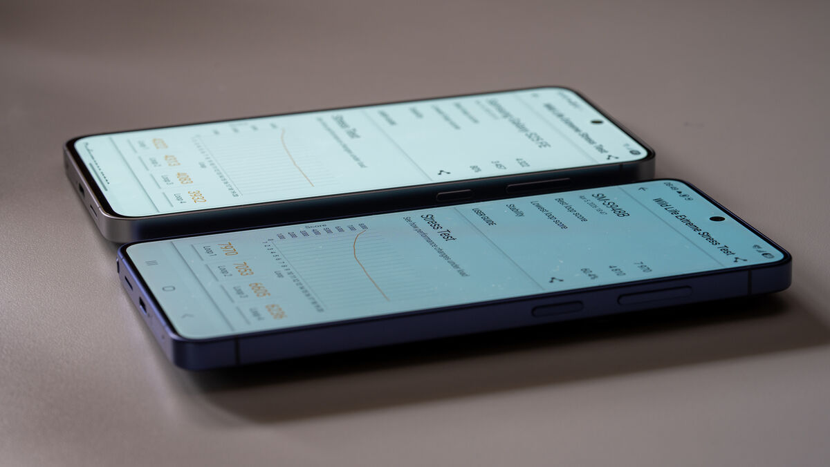Even with the privacy display feature turned off, the Samsung Galaxy S26 Ultra’s viewing angles and colour consistency aren’t as good as those of the Galaxy S25 FE shown here. Picture: Noel Campion.
