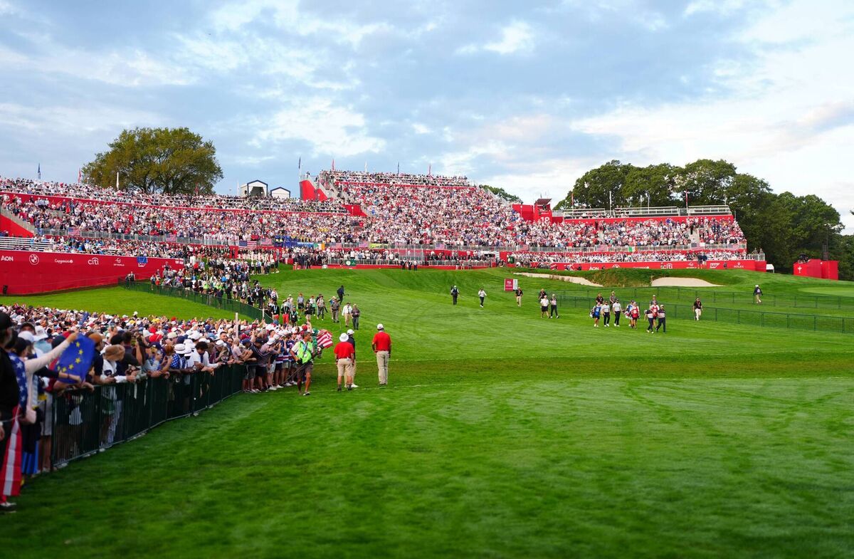 Action from the 2025 Ryder Cup at the Bethpage Black Course, Farmingdale, New York. Picture: David Davies/PA Wire. 
