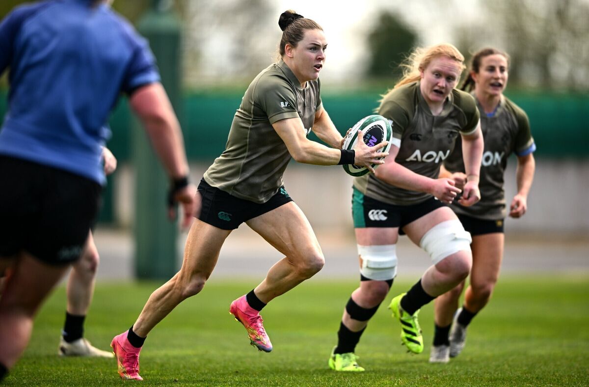Béibhinn Parsons, Aoife Wafer and Emily Lane at training this week. Picture: Shauna Clinton/Sportsfile