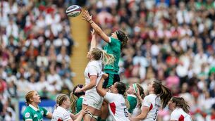 <p>LEADING BY EXAMPLE: Ireland captain Erin King receives the ball from a lineout against England. Picture: INPHO/Laszlo Geczo</p> <p>LEADING BY EXAMPLE: Ireland captain Erin King receives the ball from a lineout against England. Picture: INPHO/Laszlo Geczo</p>
