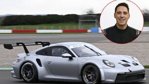 <p>West Cork's Michael Keohane pictured testing the Porsche Carrera GT3 with Century Motorsport in Donington Park. Picture: Martin Walsh. </p>