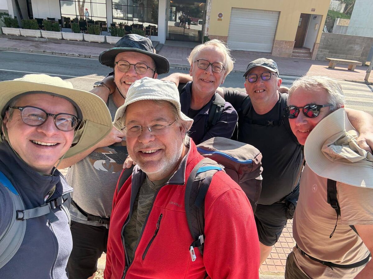 Conor Power, right, with his hiking companions in Menorca Conor Power, right, with his hiking companions in Menorca