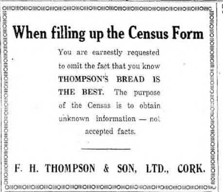 The clever advert for Thompson's bread in the Cork Examiner in April 1926.