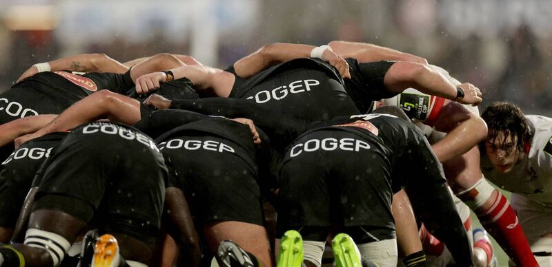 La Rochelle's pack in the defeat by Ulster. Pic: ©INPHO/Laszlo Geczo