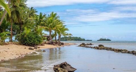 Paradisical tropical beaches, islands and islets on Vanua Levu island near Savusavu, the hidden paradise of Fiji, Fiji, South Pa