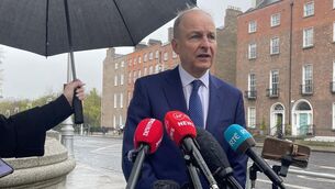 <p>
                <span data-contrast="auto" lang="EN-IE" xml:lang="EN-IE">Speaking in Berlin, Micheál  Martin downplayed suggestions that he was in danger. '</span>I do not, in any shape or form, feel under threat in that respect,' he said. File Picture: Grainne Ni Aodha/PA </p>