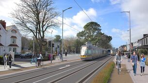 <p>Luas Cork as it passes by UCC</p>