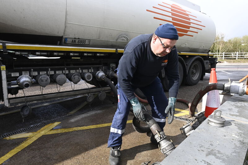 Delivery driver Adam Mudy making a fuel delivery to the Applegreen Service station on the North Ring Road in Ballyvolane. He had travelled from Dublin to make deliveries in Cork. Picture: Noel Sweeney