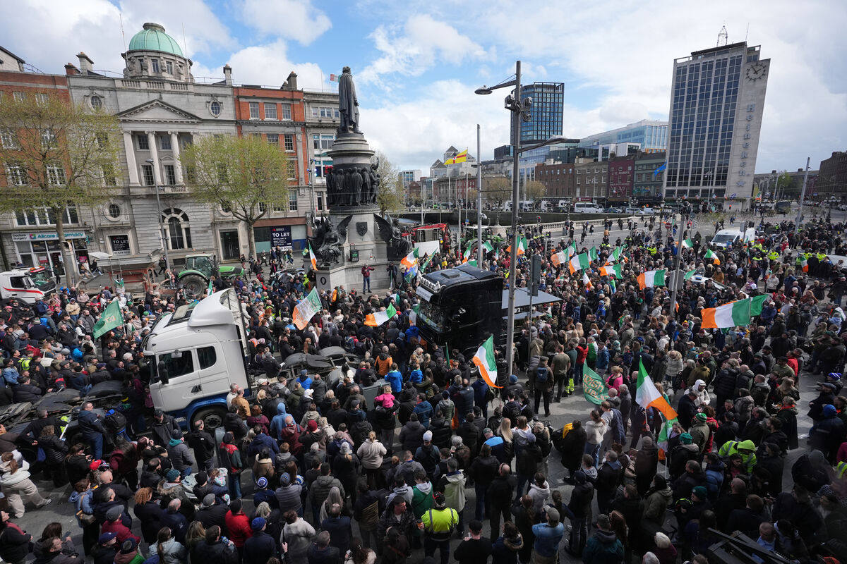 Protesters on O'Connell Street in Dublin last Saturday.