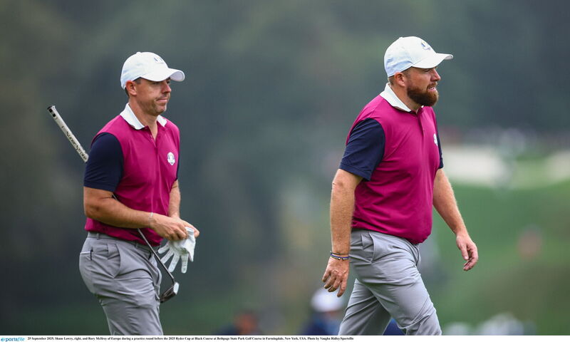 Shane Lowry, right, and Rory McIlroy. Pic: Vaughn Ridley/Sportsfile