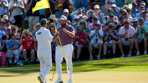 <p>Shane Lowry on the 10th hole at the Augusta National Golf Club. Pic: AP Photo/Eric Gay</p>