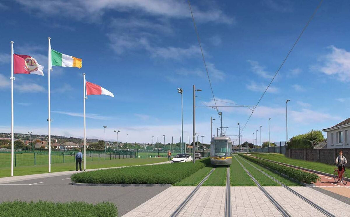 Image showing the planned Luas Cork route through Bishopstown GAA Club. 
