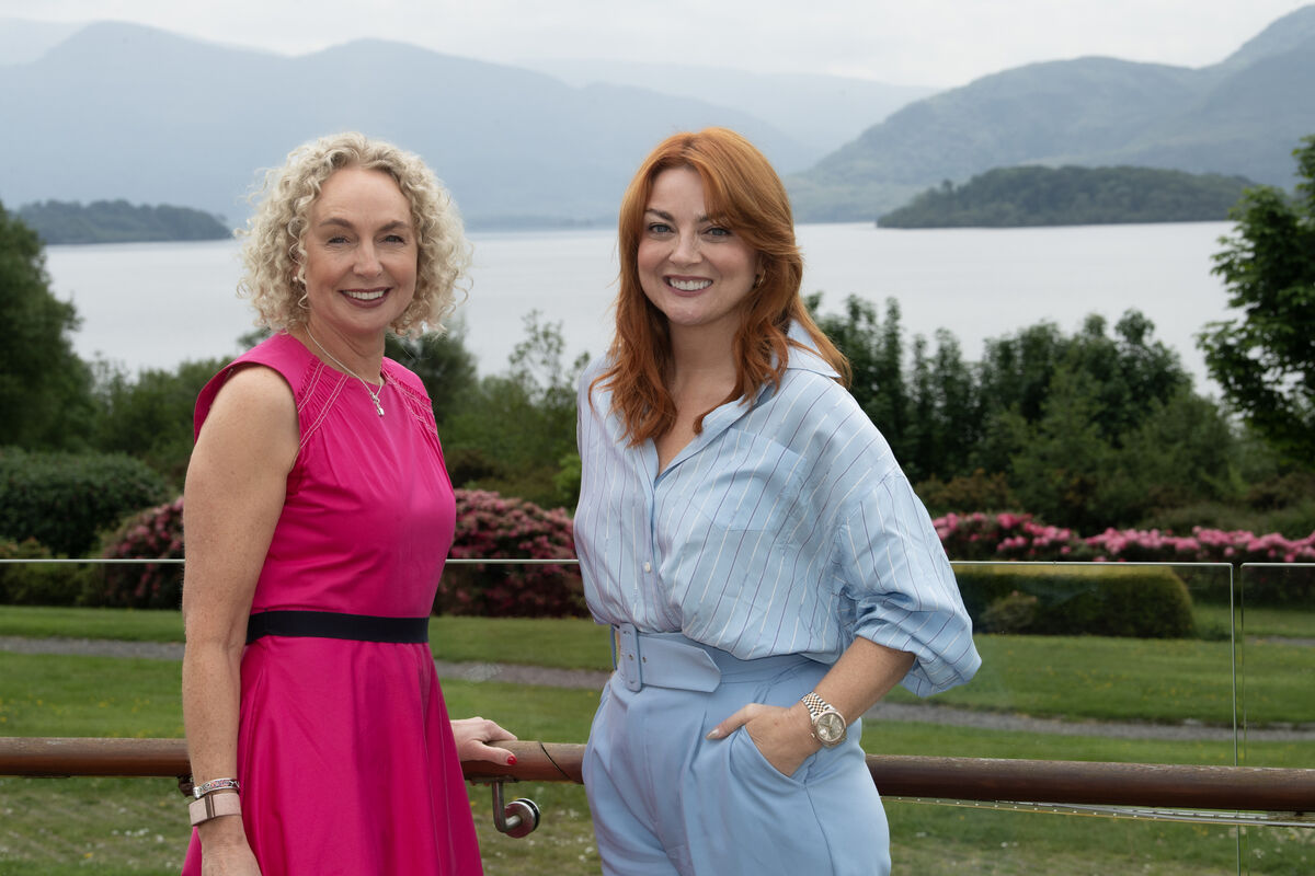 Anne O'Leary of Meta and Samantha Barry Editor in Chief Glamour attending the Global Economic Summit in Killarney, Co Kerry, where Barry called out Facebook for its treatment of news websites on the platform