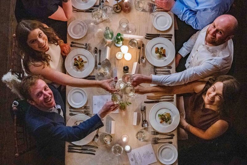 Guests Senan O’Connell, Kate Cronin, Paul Nolan, and Daire Nevin Maguire pictured enjoying their meal at Elegance at the Castle: An Ashford Castle Gourmet Evening at Lismore Castle during the Waterford Festival of Food. Picture: Joleen Cronin.