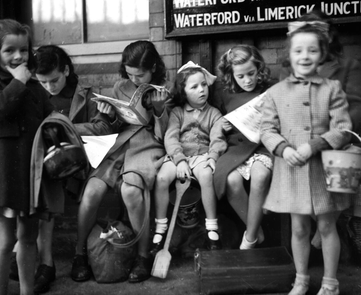 Flashback to August 1946 and children gather in Cork's Glanmire Rd train station for a day trip to the seaside resort of Youghal some 50km away. Regular passenger trains on the Youghal line ceased in 1963. Irish Examiner Archive
