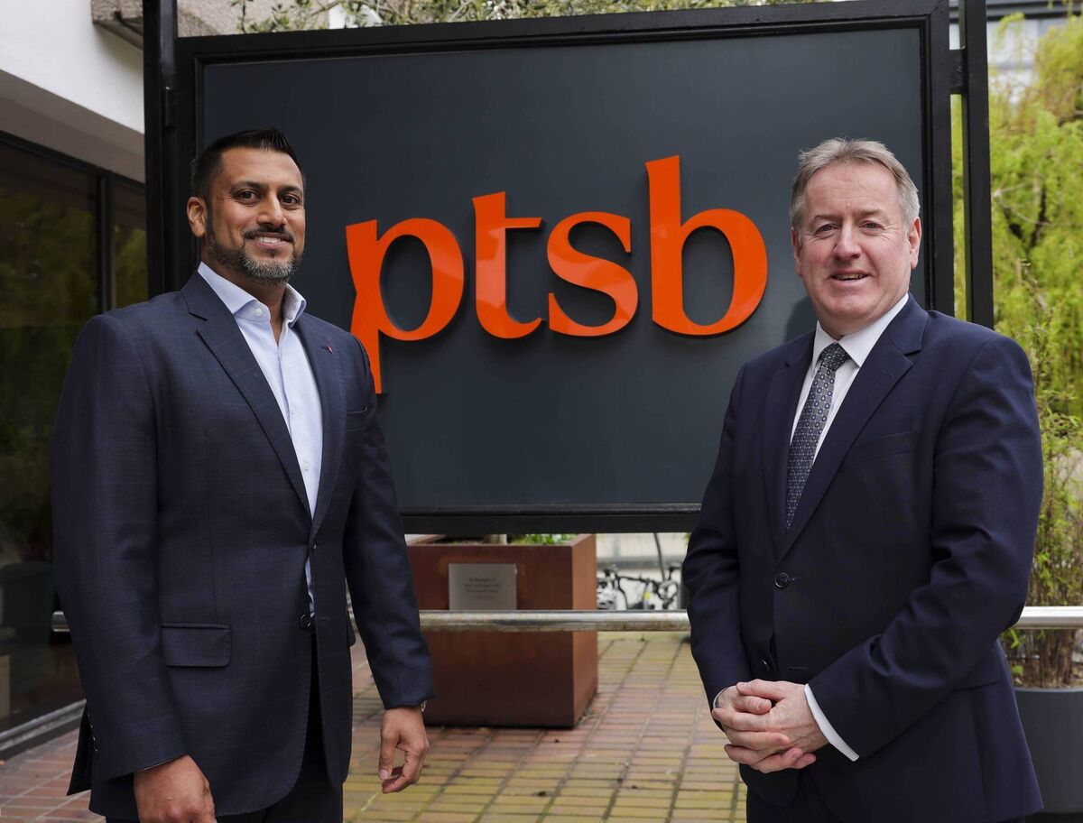 Sat Shah, Deputy CEO of Bawag Group with Eamonn Crowley, CEO of PTSB. Picture: Chris Bellew/Fennell