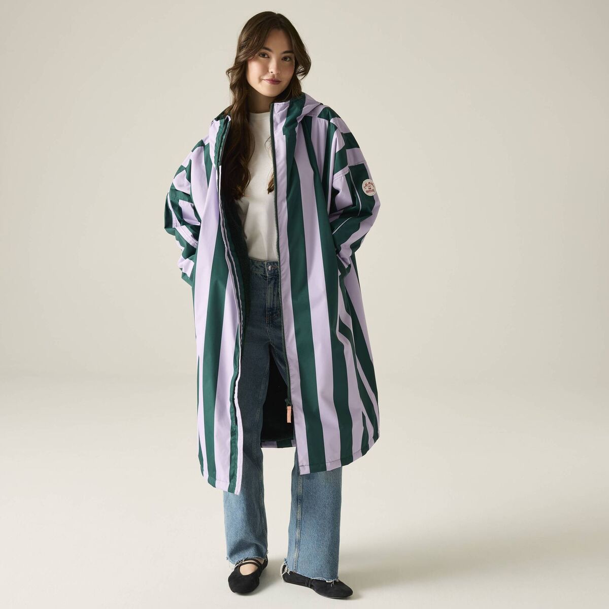 Cath Kidston Changing Robe - Lilac &amp; Green Candy Stripe