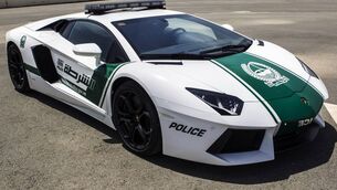 <p>A Lamborghini Aventador police car, in Dubai, United Arab Emirates. Picture: (AP Photo/Dubai Police)</p>