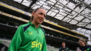 <p>Katie McCabe during a Republic of Ireland women's training session at the Aviva Stadium in Dublin. Photo by Stephen McCarthy/Sportsfile</p>