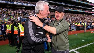 <p>NEW FORMAT: Donegal manager Jim McGuinness, left, and Kerry manager Jack O'Connor after the GAA Football All-Ireland Senior Championship final. Pic: Ramsey Cardy/Sportsfile</p>