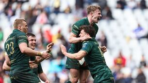 <p>STORMING WIN: Connacht's Sean Naughton celebrates with teammates after scoring his sides fifth try of the match. Pic: ©INPHO/Steve Haag Sports/EJ Langer.</p>