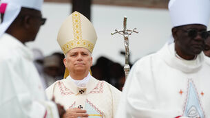 Pope Leo XIV arrives in procession to celebrate Mass at Yaounde Ville Airport, Cameroon (Andrew Medichini/AP)