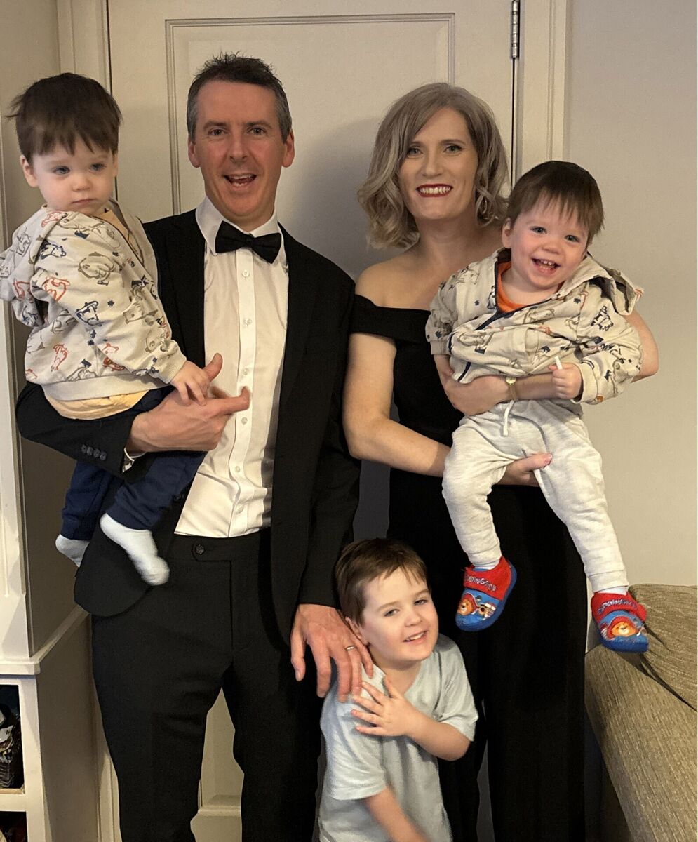 Ciara Bowe with her husband Thomas Fitzgibbon and sons Seamus (front) and twins Tadhg (left) and Cathal Fitzgibbon. 