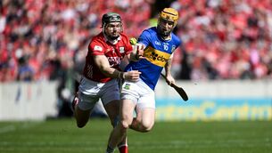 <p>MUNSTER MADNESS: Jake Morris of Tipperary in action against Mark Coleman of Cork during their opening game of the Munster SHC. Pic: Daire Brennan/Sportsfile</p>