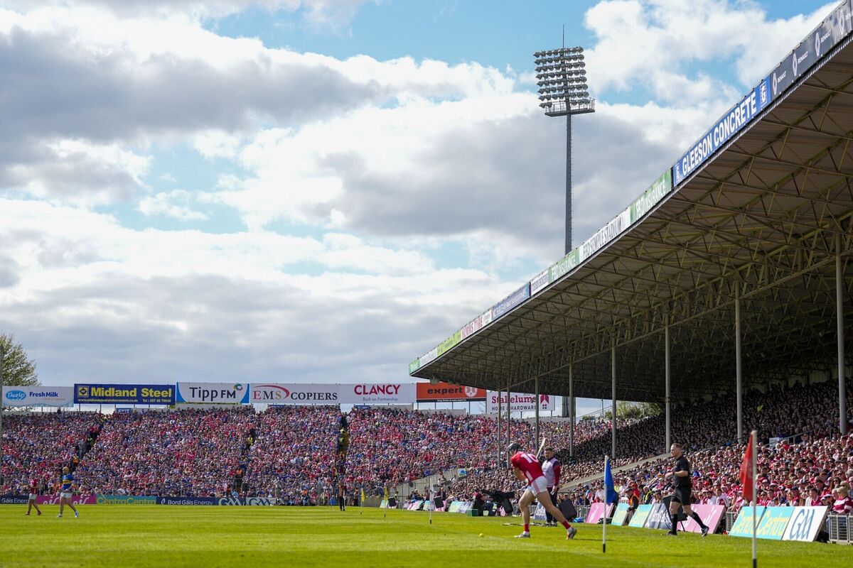 Cork's Darragh Fitzgibbon takes a sideline in front of a huge crowd. Pic: ©INPHO/James Lawlor