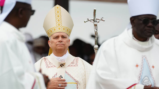<p>Pope Leo XIV arriving in procession to celebrate Mass at Yaoundé Airport in Cameroon on Saturday, the sixth day of his 11-day pastoral visit to Africa.  Picture: Andrew Medichini/AP</p>