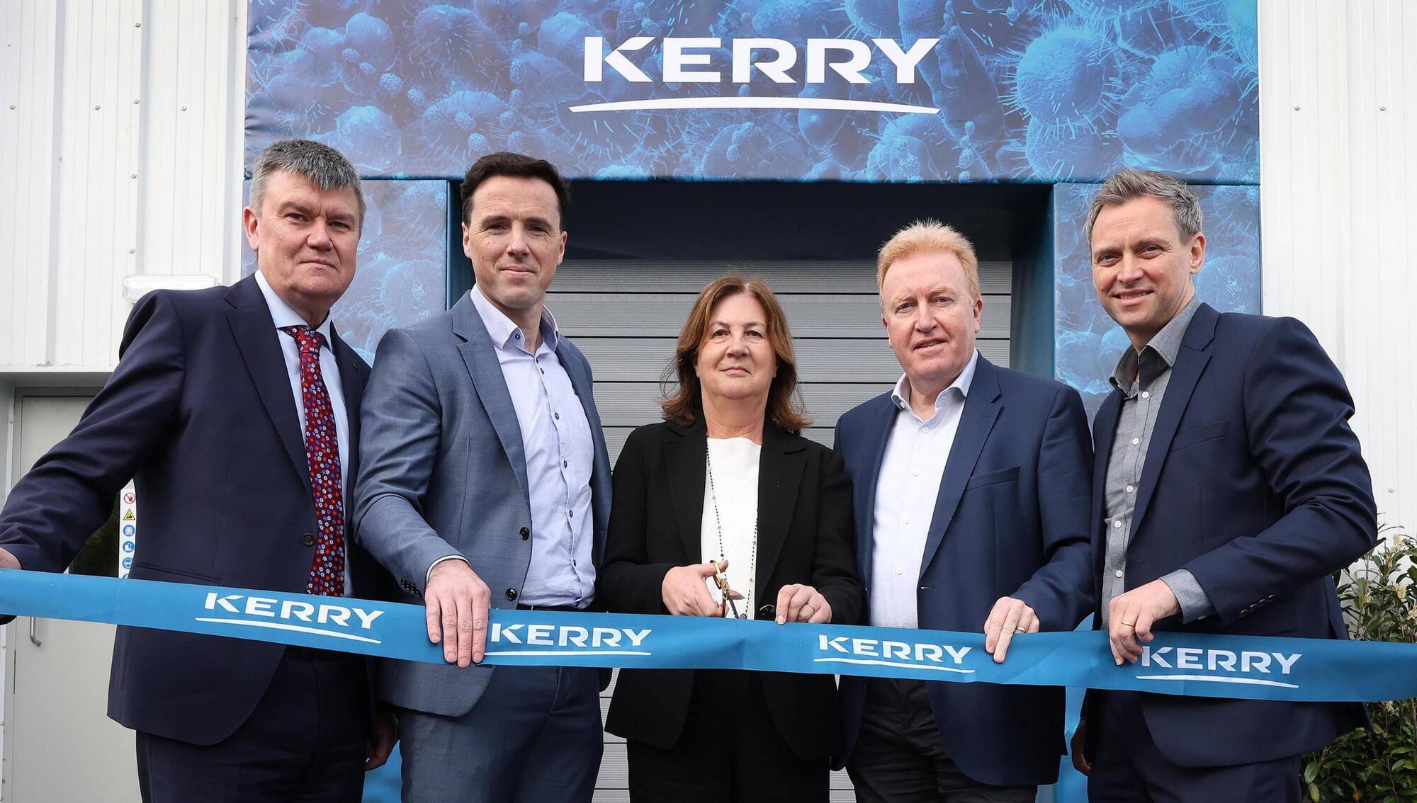 Shane McGibney, |Kerry President & CEO, Biotechnology Solutions & Transformation (left) with James Fitzpatrick, Plant Manager, Emer Gilvarry, Kerry Board, Albert McQuaid, Chief Science & Technology Officer and Ronan Moloney, Vice President, Enzymes (right), at the official opening of the Kerry Carrigaline Enzyme facility expansion. Picture: Robbie Reynolds