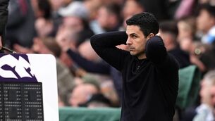 <p>MISSED CHANCE: Arsenal manager Mikel Arteta will just ‘stay at home’ if his players are not up for the title fight (Martin Rickett/PA)</p>