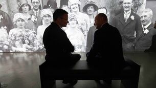 <p>Culture minister Patrick O’Donovan and Taoiseach Micheál Martin at the official launch of the 1926 Census on Saturday. Picture: Maxwells</p>