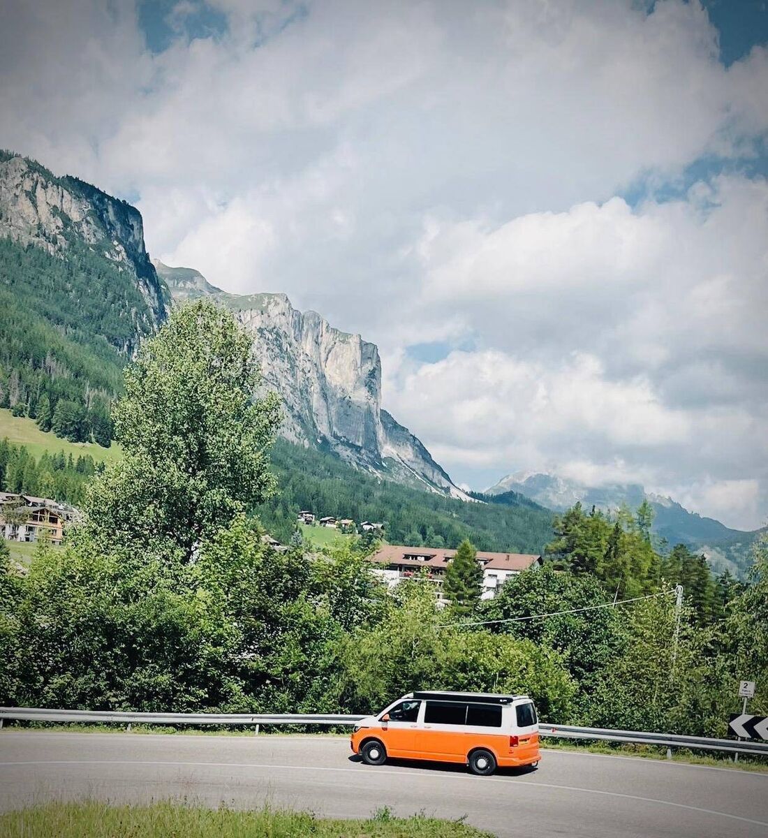 Emma Finnigan's VW on tour in the Dolomites in Italy.