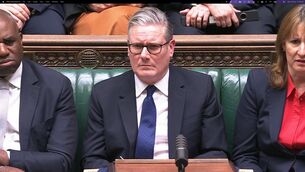 <p>Keir Starmer reacts to Conservative Party leader Kemi Badenoch following his statement in the House of Commons on security vetting on Monday. Picture: House of Commons/PA</p>