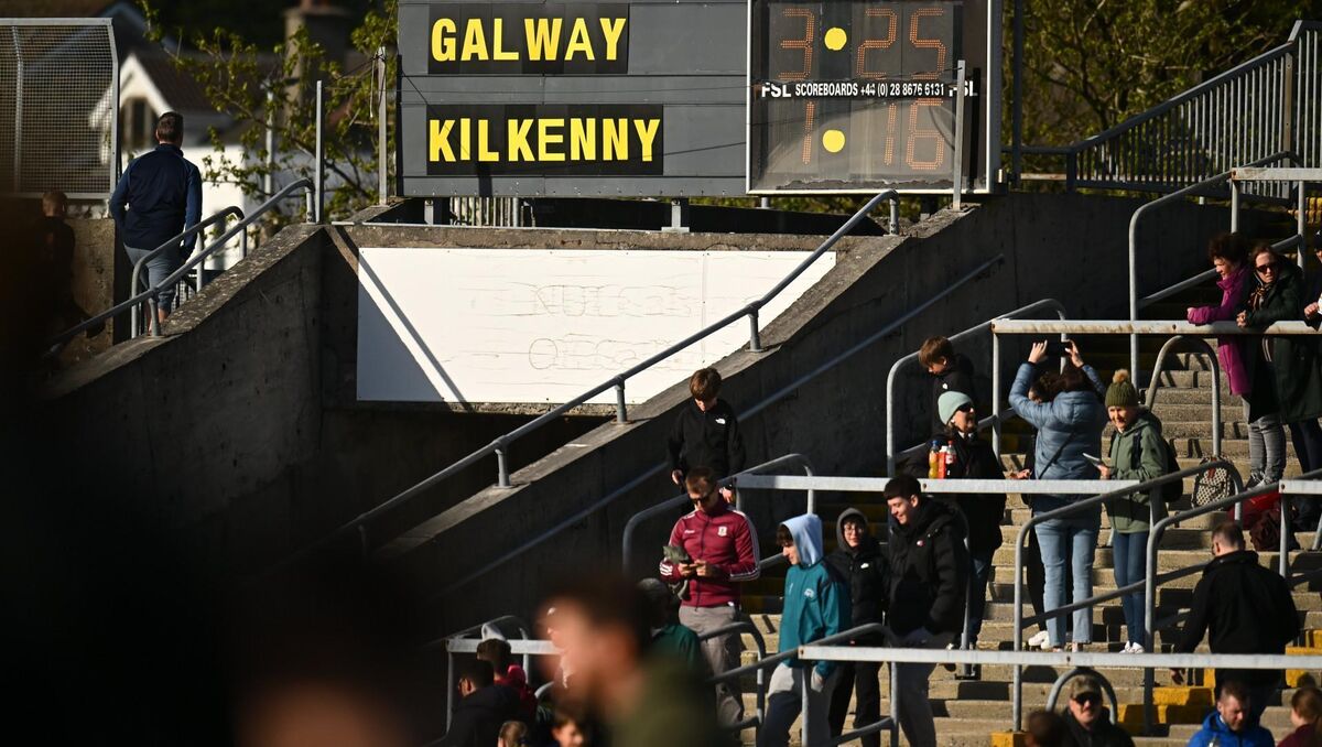 A general view of the scoreboard, showing a 15 point victory for Galway against Kilkenny at Pearse Stadium. Pic: Piaras Ó Mídheach/Sportsfile.