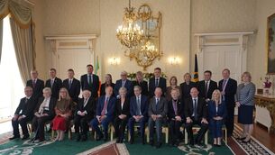 <p>Members of the Council of State at Áras an Uachtaráin to discuss the constitutionality of the Government bill that would introduce a swathe of immigration reforms. Picture: Niall Carson/PA</p>