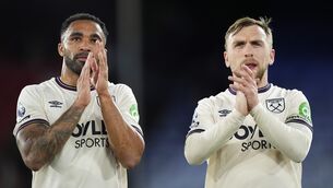 <p>West Ham United's Callum Wilson and Jarrod Bowen. Pic: Jordan Pettitt/PA Wire.</p>