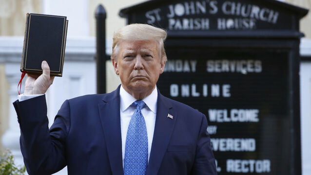 <p>Even president Donald Trump — not ostensibly a God-fearing man, regarded by his critics as the most profane, religiously illiterate president in the country’s history — knows the importance of playing the 'God card'. Photo: AP/Patrick Semansky</p>